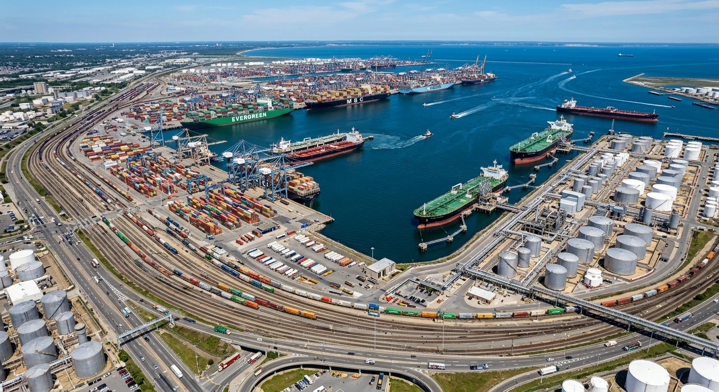 Stylized logistics map showing global energy shipping routes